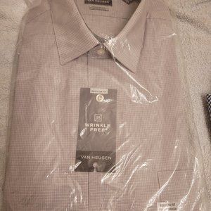 Van Heusen Men's Dress Shirt Size L, Regular Fit, Ultra Winkle Free Flex Collar